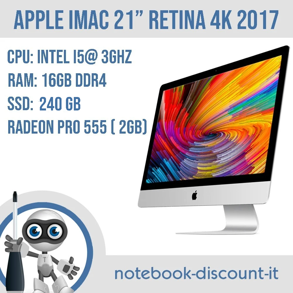 APPLE iMac 4k 21" 2017 A1418 21,5" i5 16 RAM 240 Ventura Altro 21,5" 4096x2304
